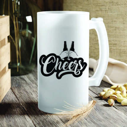 Custom Photo & Text Printed Frosted Beer Glass 500ml