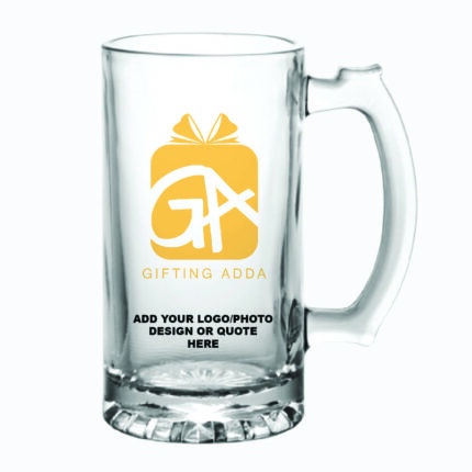 Custom Photo & Text Printed Frosted Beer Glass 500ml